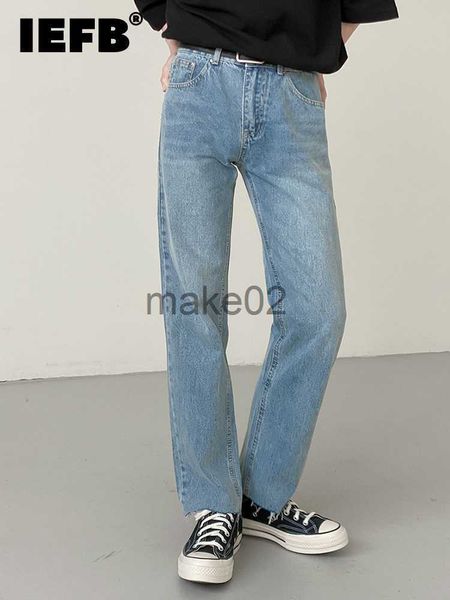 

men's jeans iefb edge straight jeans men's korean fashion autumn casual loose versatile washed vintage 2023 male trousers 9a4348 x, Blue