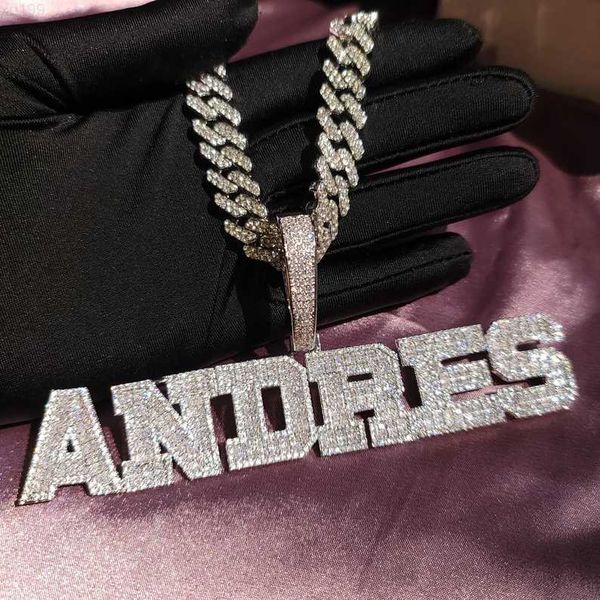 

pass moissanite diamond tester hip hop custom 925 sterling silver name iced out pendant chain letter gold pendant for necklace