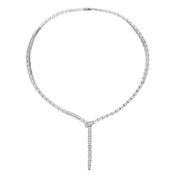

fire full diamond plated with 18k gold fashion trendy men's and women's narrow snake necklace, Silver