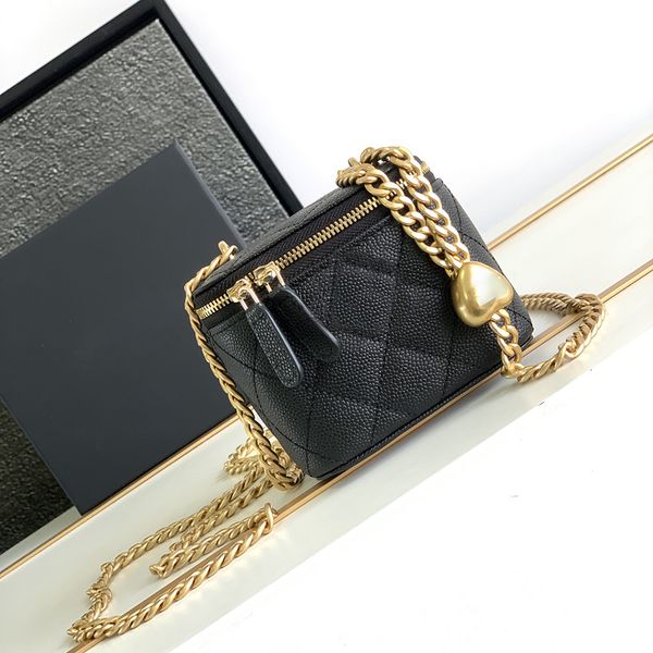 

clutch with chain 11cm designer makeup bag 10a mirror quality grained calfskin crossbody bag with box c063