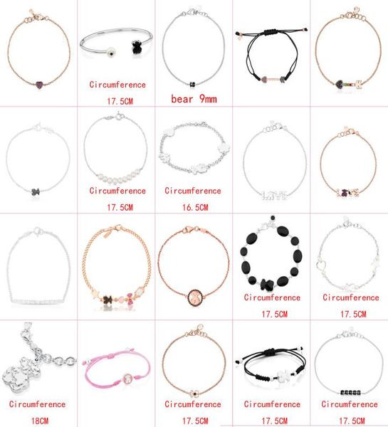 

2021 100 925 sterling silver classic cute bear bracelet fashion ladies jewelry factory whole7123964, Golden;silver