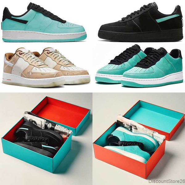 

tiffany x airforces 1 low mens running shoes af1 sneaker black blue multi color dz1382-001 fd4341-101 platform shoe men women trainers sport