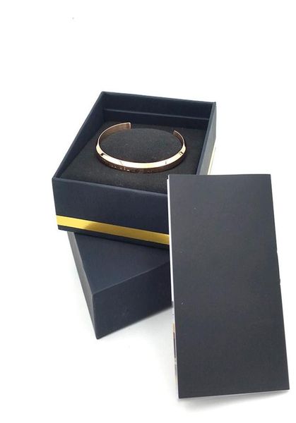 

love c bracelets cuff with original box rose gold silver bangle all stainless steel bracelet women and mens bracelet jewelry set1146222, Black