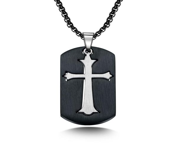 

cross necklace pendant for men stainless steel titanium sliver square cards men jewelry necklace for mens gifts2669483, Silver