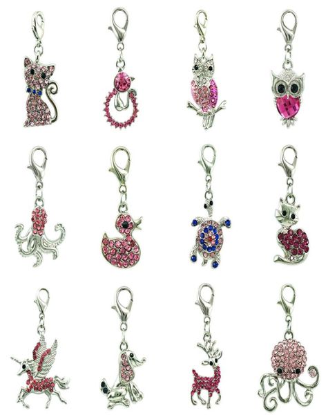 

mix pink rhinestone floating lobster clasp charms bulk animal pendants charms for jewelry making diy accessories6914715, Bronze;silver