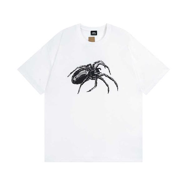 

2023 mens designer tees stussys shirt ins fashion lapel spider printed t-shirts brand classic short sleeved letter tshirt summer casual brea, White;black