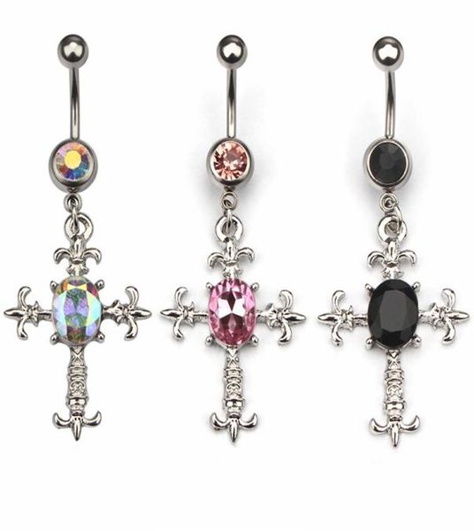 

d0522 cross style belly navel button ring01234567892761153, Silver