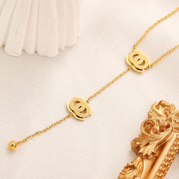 

hip hop jewelry stainless steel jewelry 18k gold plated luxury brand designer pendants necklaces letter choker pendant necklace beads chain, Silver