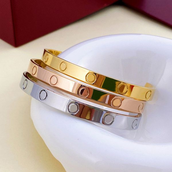 

love gold bracelet designer bangle designer jewlery c-shaped opening diamond titanium steel silver rose non fading not allergic couples brac, Black