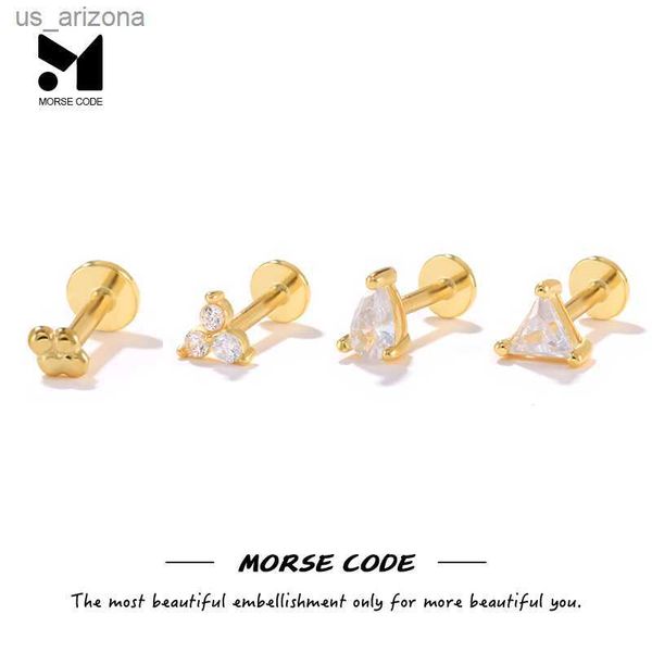 

mc flat helix piercing earrings single 925 sterling silver ear stud simple geometric zircon exquisite small trinket aretes 1pc l230620, Golden;silver