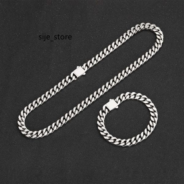 

titanium steel cuban chain necklace for men's hip-hop trendsetters hiphop stainless steel thick chain necklace, Black