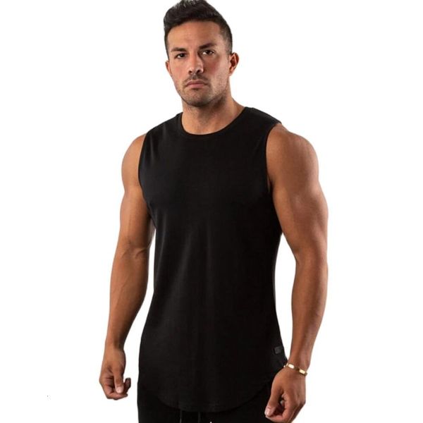 

men' tank solid color bodybuilding tank men gym fitness cotton sleeveless shirt male summer casual stringer singlet vest undershirt, White;black