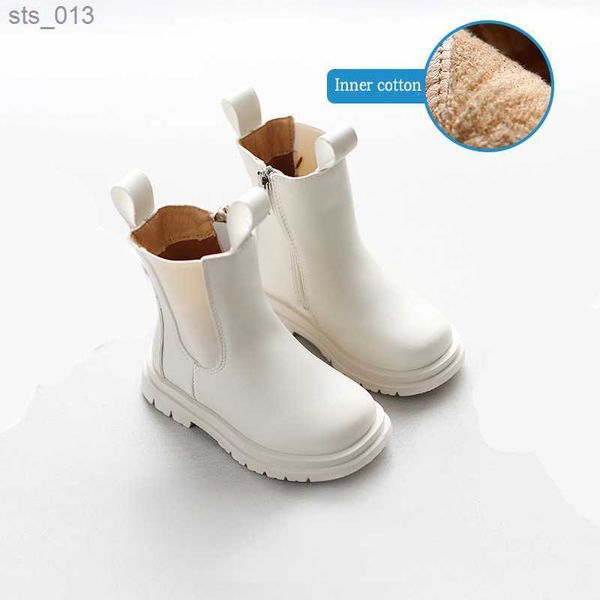 

size 21-30 kids spring winter chelsea shoes thick bottom waterproof white cotton boots british style girls toddler short boots l230518, Black;grey