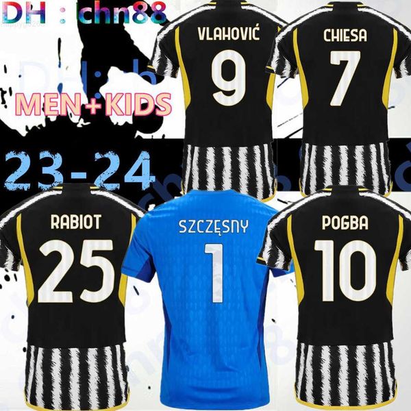 

di maria vlahovic soccer jerseys 22 23 24 home away milik kean pogba chiesa mckennie locatelli goalkeeper szczesny 2023 2024 kits men kids u, White;black