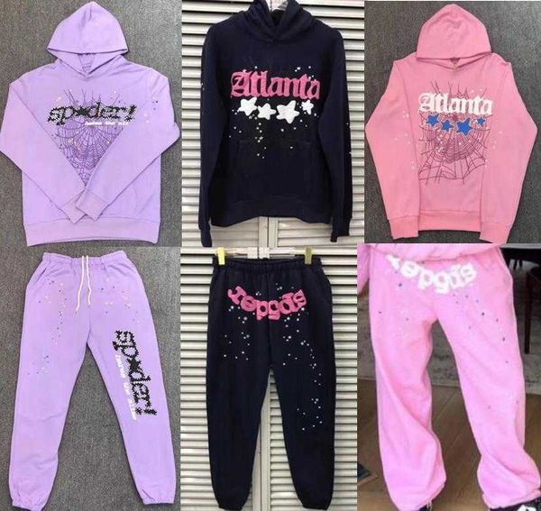 

spder atlanta pink hoodie pants spider web sweater fashion, Black