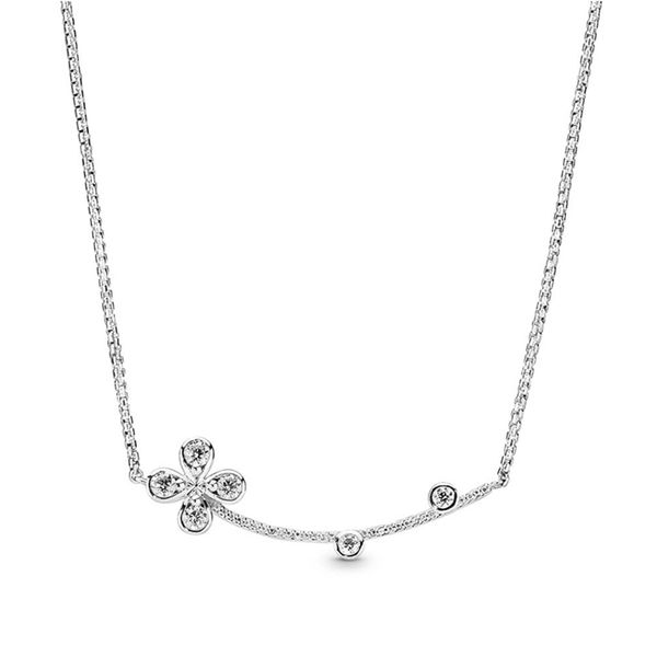 

sparkling clover pendant necklace for pandora 925 sterling silver luxury necklaces designer jewelry for women girls crystal diamond necklace