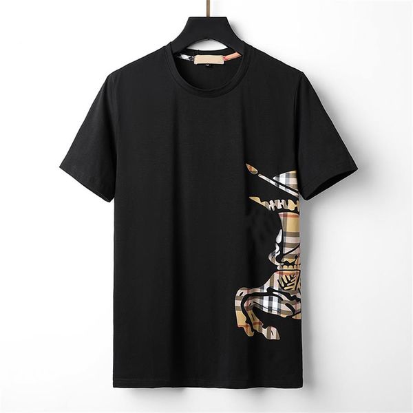 

short sleeved men's summer round neck printed t-shirt men's fashion plaid high-end t-shirt men's bottom layer breathable and, White;black