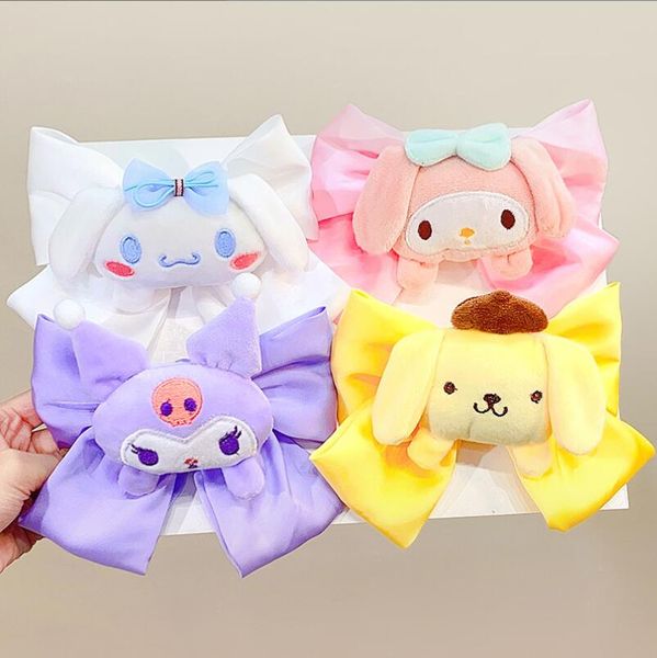 

cute 4 colors 8cm kids hair accessories love bowknot kawaii plush barrettes new design girl hair clippers, Slivery;white