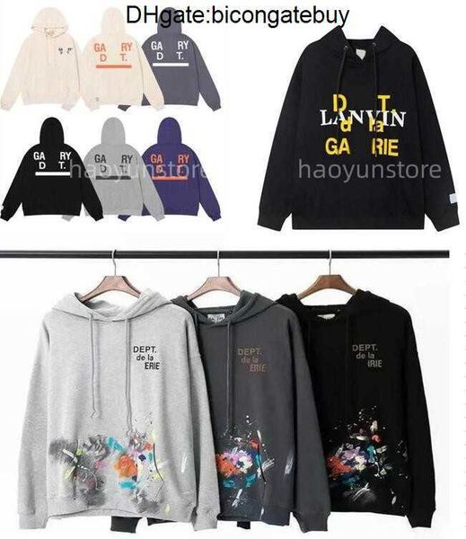 

winter men's hoodies sweatshirts hoodie designer galleryes depts gary painted graffiti used letters printed loose casual fashion men an, Black