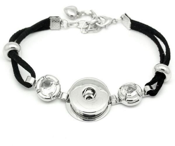 

small 55mm small chunk snap button bracelets diy snap inlay two big clear crystal with lobster clasp9694228, Golden;silver