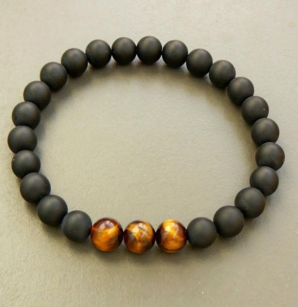 

sn0325 whole mens bracelet black onyx bracelet tiger eye beaded bracelet 19cm length natural stone stretch bracelets1897576