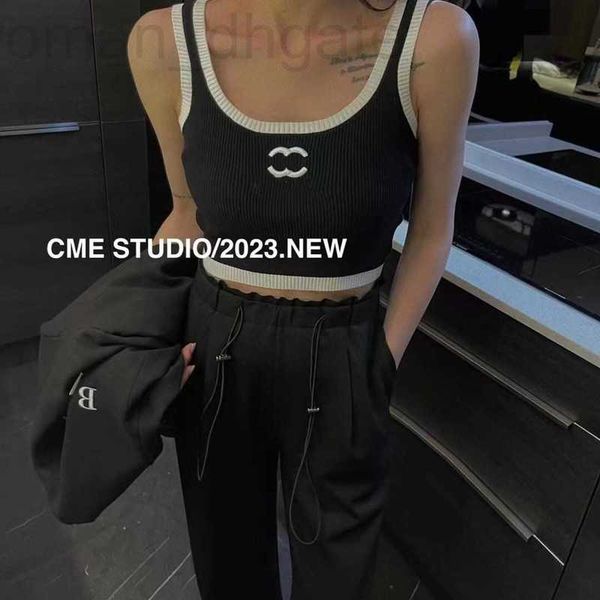 

women's tanks & camis designer net red embroidery letter small fragrance knitted suspender vest female summer wai wear pullover short s, White