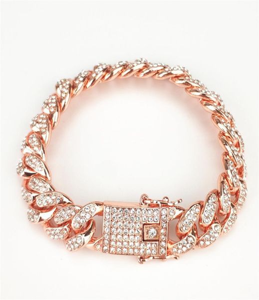 

hip hop hip jewelry 18k full diamond 12mm wide men039s cuban chain fashion trend designer bracelet5944018, Golden;silver