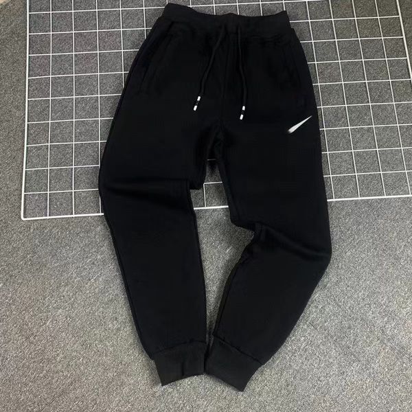 

summer trend men's sweatpants breathable comfortable casual thin pants brand running sports plus size loose and thin sweatpants, Black
