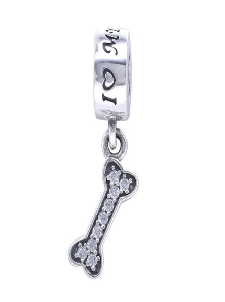 

dog bone charm pendants authentic 925 sterlingsilverjewelry dangle pave i love dog animal charms beads diy brand logo bracelets 2630240, Black
