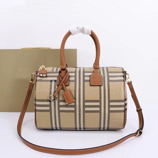 

plaid tote pillow bag women crossbody bags shopping handbags women handbag purse canvas leather gold lock long shoulder strap fashion zipper