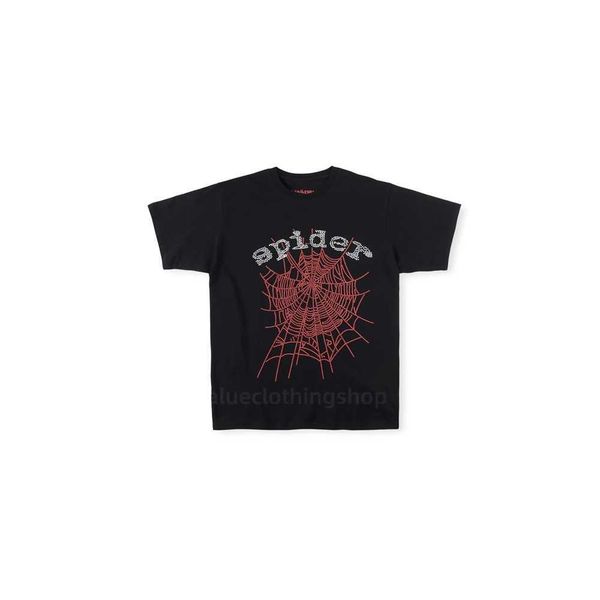 

23ss men t shirt pink young thug sp5der 555555 mans women quality foaming printing spider web pattern tshirt fashion tees8ycj, White;black