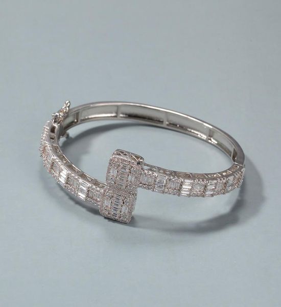 

new fashion gold bangle hip hop bracelet jewelry mens iced out bracelets silver rose gold bangle5598183, Black
