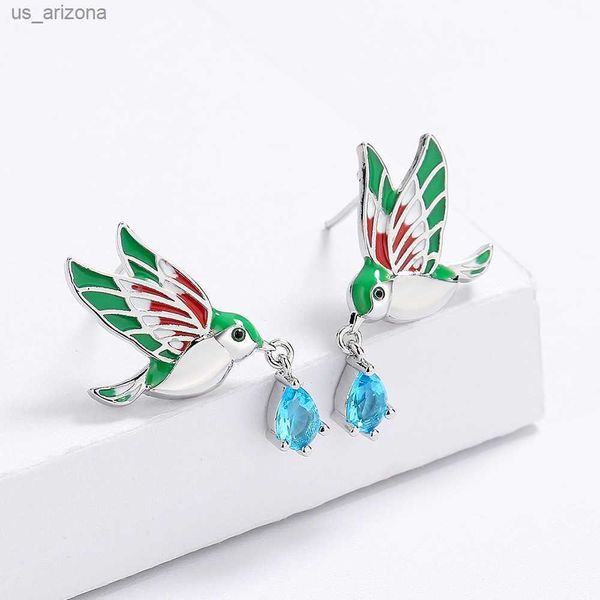 

fashion bird earrings for women's creative handmade enamel jewelry earrings hummingbird high-quality earrings anniversary gift l230620, Golden;silver