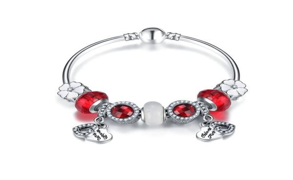 

fashion silver color charm bracelets for women blue crystal heart key beads bracelets pulseras diy jewelry2924969, Black