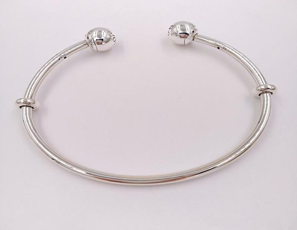 

authentic 925 sterling silver moments silver open bangle fits european style jewelry charms beads diy for women 5964772205703, Black