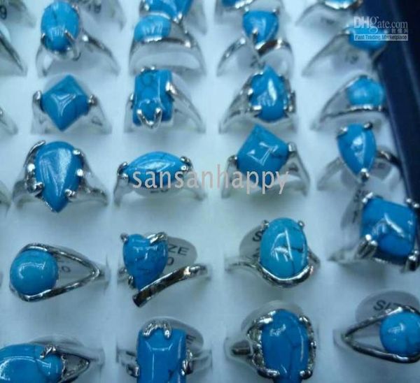 

whole turquoise gemstone natural stone ring 925 silver in usa mixed size fast in store with display box7621403, Golden;silver
