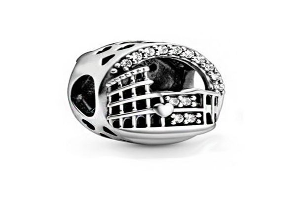 

new real 925 sterling silver color rome colosseum openwork charms beads fit women gift european original bracelet diy fashion jewe2157453, Black