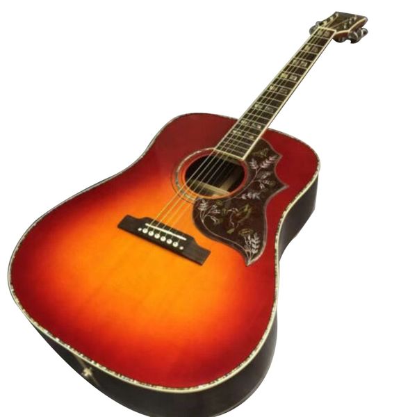 

41-inch solid wood polished black fingered abalone inlaid acoustic guitar