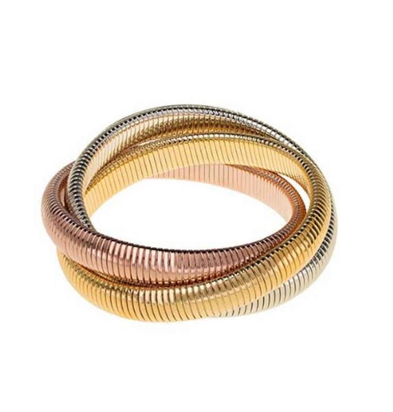 

pendant necklaces fashion trio flexible bracelet stainless steel 18k gold plated stacking bracelet interlocking stretch triple ban1416838, Silver