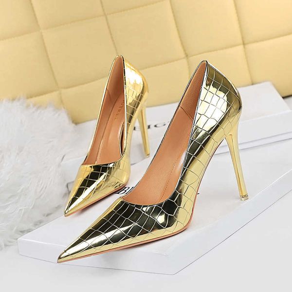 

new style pumps ultra high heels metal stone pattern womens fashion party dress shoes, Black