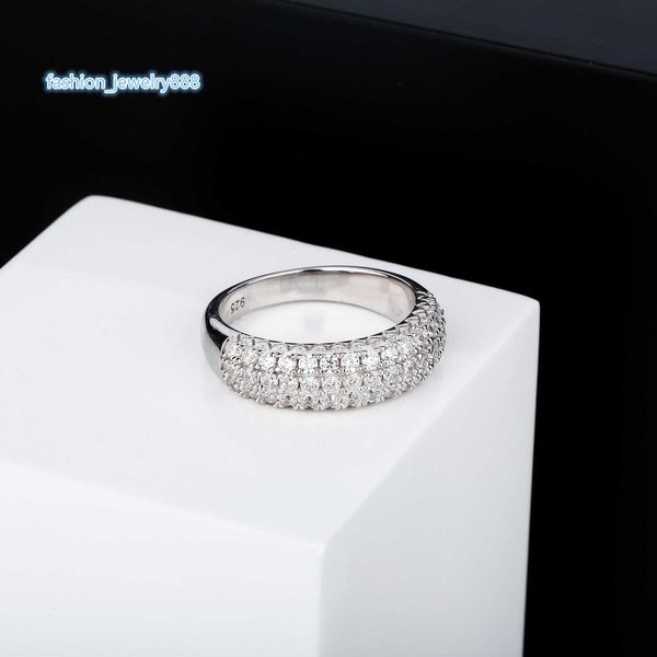 

ins full diamond texture 925 silver fashion full sky star ring gold ao