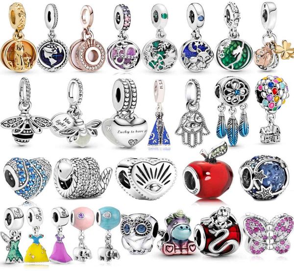 

100% 925 sterling silver pendant mermaid dangle charm fit bracelet zircon beads diy jewelry accessories making for women7844848, Bronze;silver