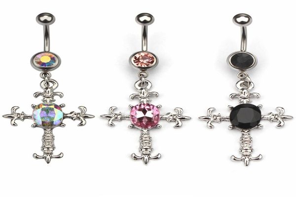 

d0522 cross style belly navel button ring01234567894848226, Silver