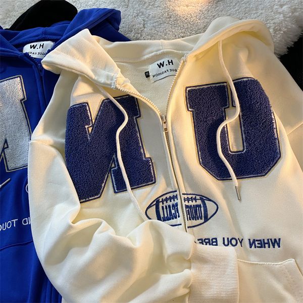 

womens hoodies sweatshirts y2k casual clothes teens vintage retro summer zip up women hoodie oversized letter embroidery 230710, Black