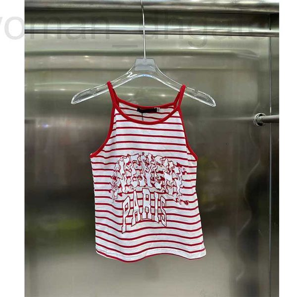 

women's t-shirt designer runway tanks 2023 new summer stripe cotton sleeveless vest designer fashion wear round neck all match wyio, White