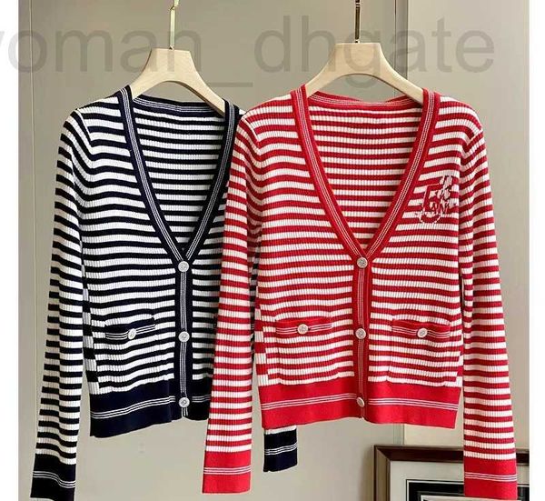 

women's jackets designer chan new 2023 brand jacket ootd fashion high-end classic ccc coat leisure spring coats stripe knitting cardiga, Black;brown