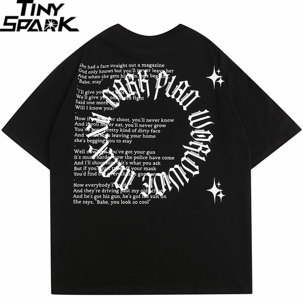 

mens tshirts street tshirt letter circular graphic hip hop large loose cotton black and white fashion tee 230707, White;black