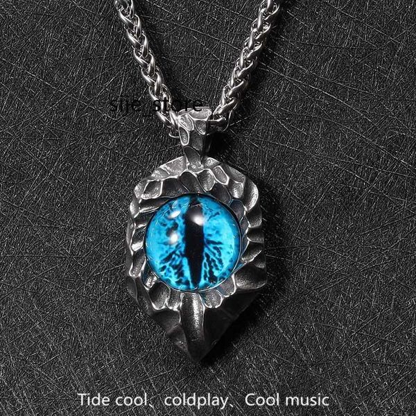 

men's necklace personalized titanium steel devil's eye pendant trendy street tag trendy men's chain jumper, Black