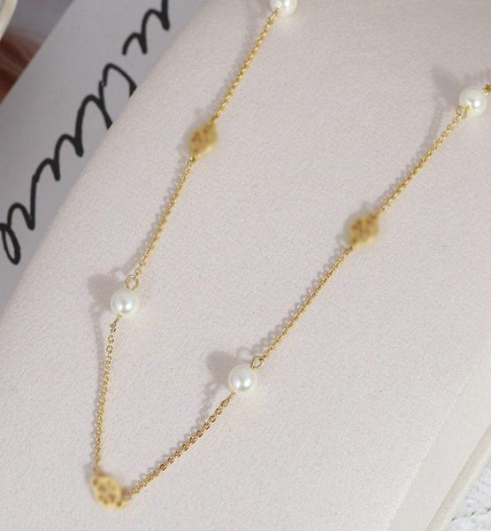 

popular real 18k gold plated flowers pearl strands strings pendant necklace brand chian gift7847137, Black