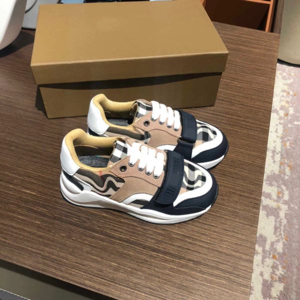 

23ss kids shoes kids sneakers kids designer shoes classic lattice splicing thick bottom hook and loop fasteners sports shoes boys size 26-35, Black